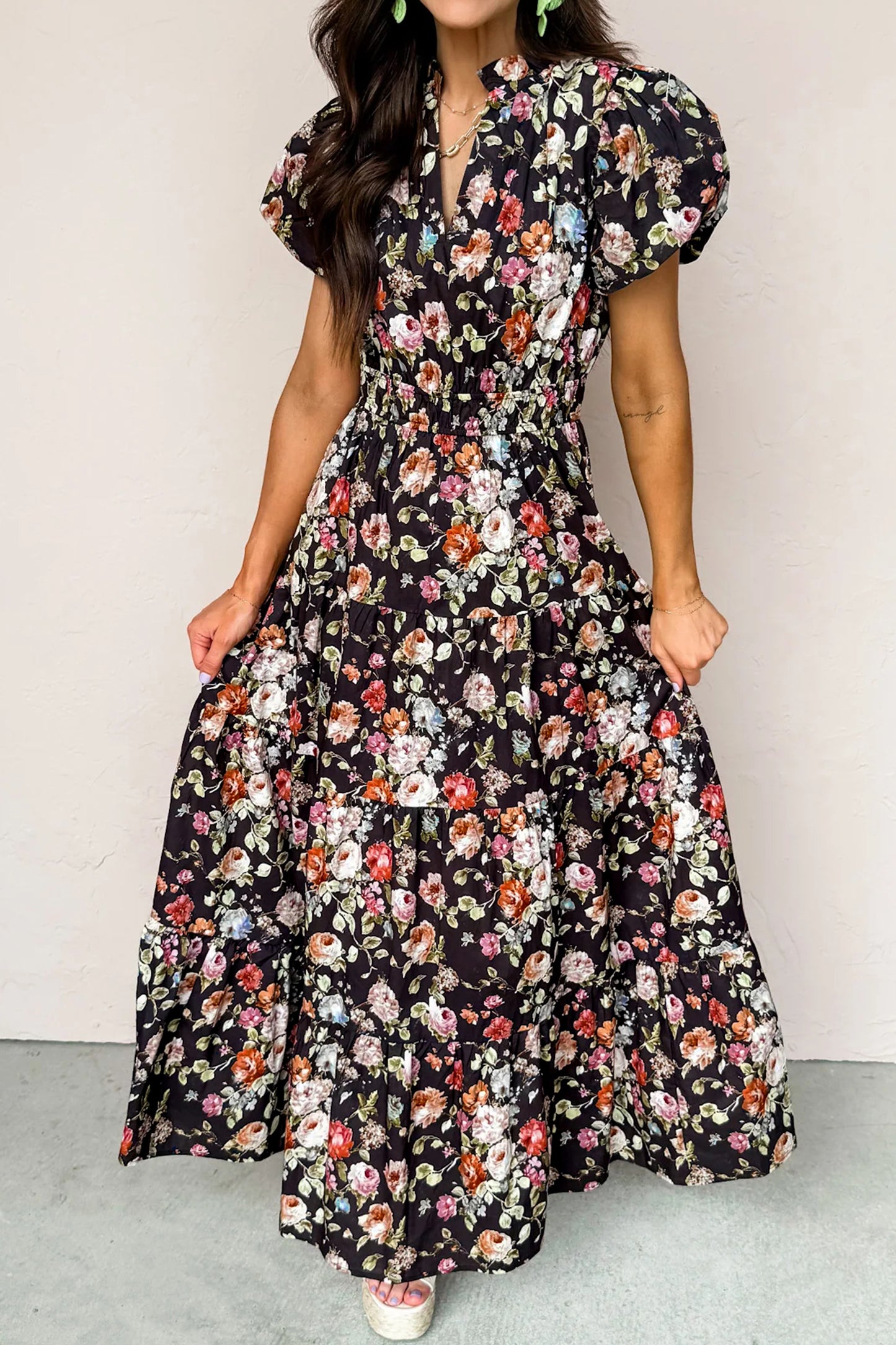 Damascus Bloom — Flowing Maxi Dress