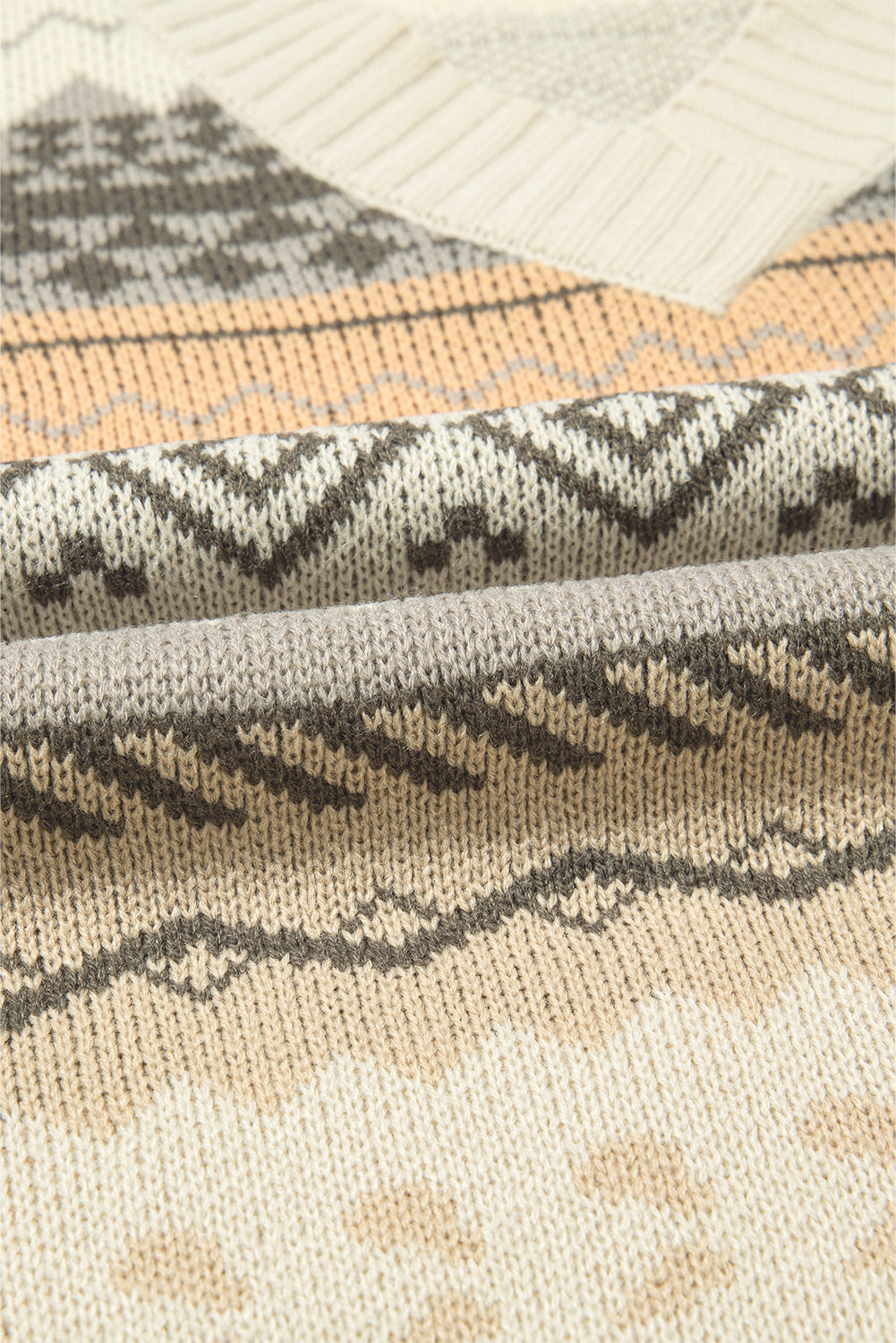 Khaki Marrakech Ribbed Knitted V Neck Sweater