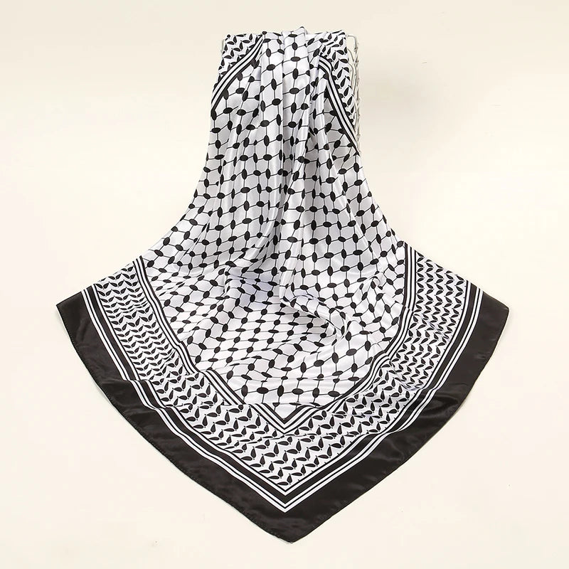 Luxe Satin Square Scarf – Elegant Digital Pal. Print