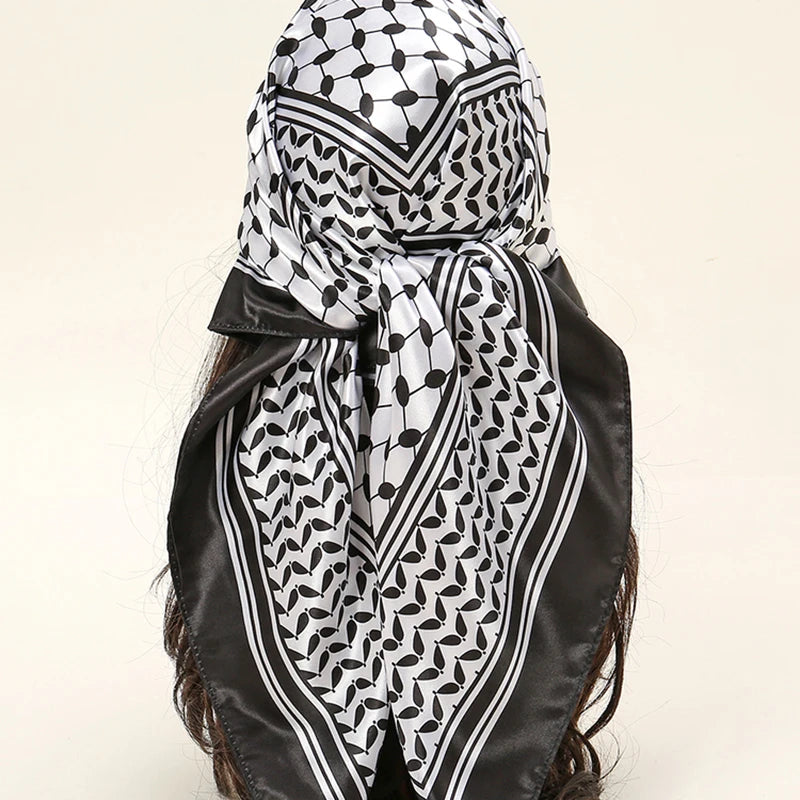 Luxe Satin Square Scarf – Elegant Digital Pal. Print