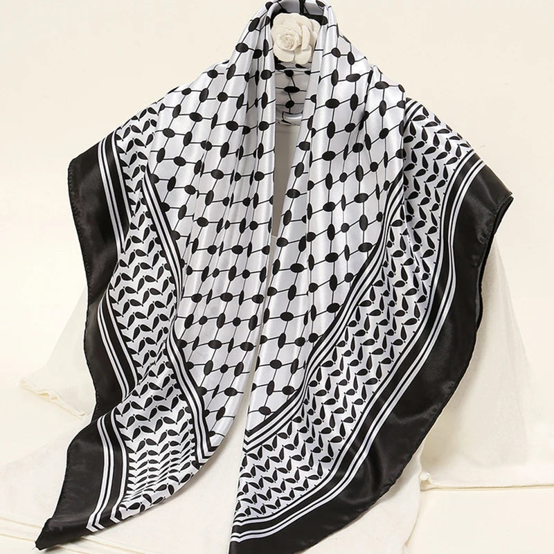 Luxe Satin Square Scarf – Elegant Digital Pal. Print