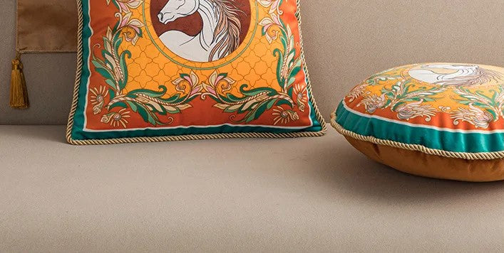 Royal Arabesque: Equestrian Elegance Cushions (Full Set - 3 cushions)