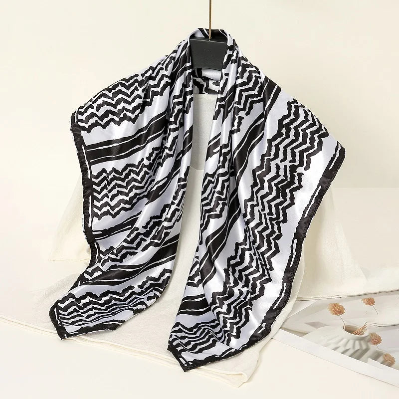 Luxe Satin Square Scarf – Elegant Digital Pal. Print