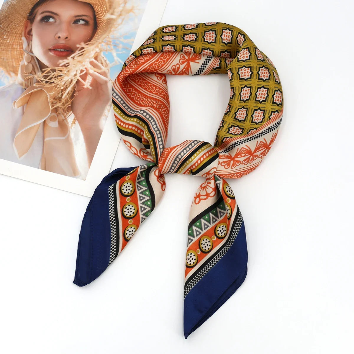 Luxury Silk Square Scarf – Elegant Printed Satin for Women