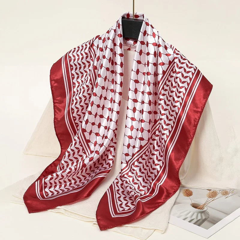 Luxe Satin Square Scarf – Elegant Digital Pal. Print