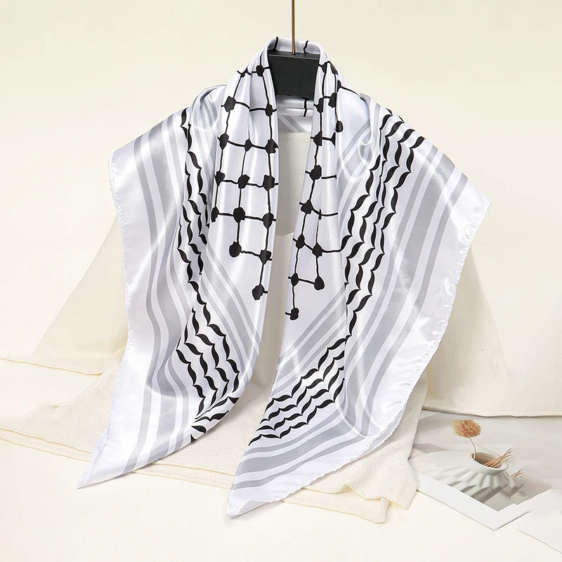Luxe Satin Square Scarf – Elegant Digital Pal. Print