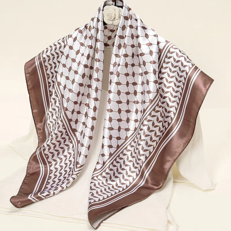 Luxe Satin Square Scarf – Elegant Digital Pal. Print