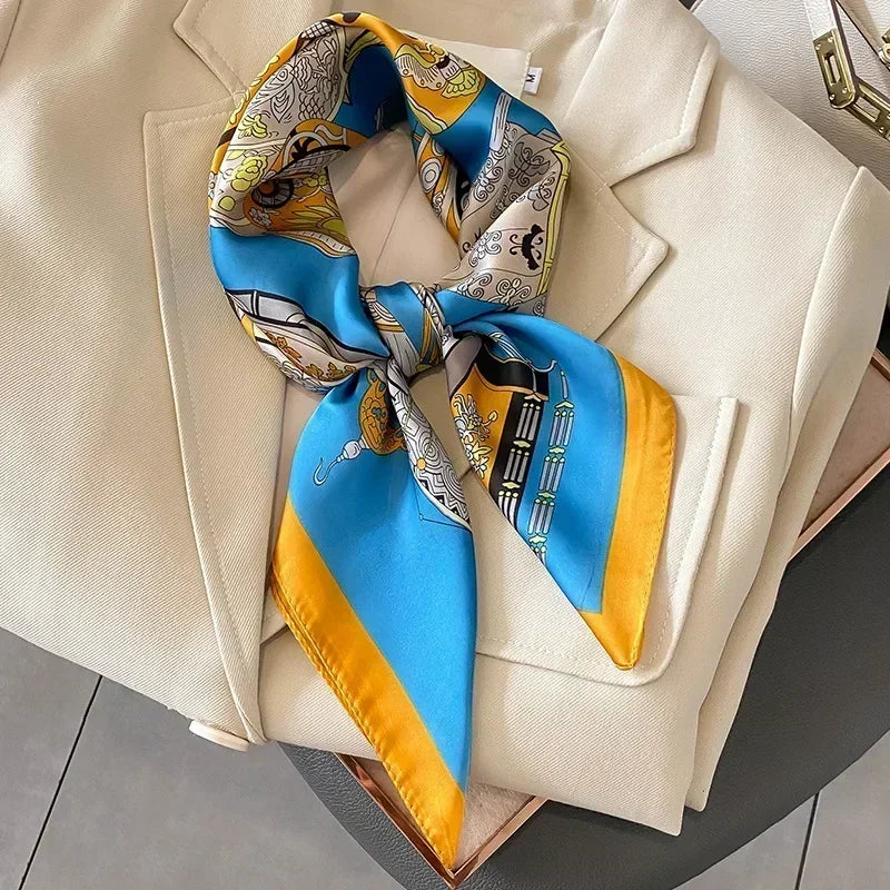 Luxury Silk Square Scarf – Elegant Printed Satin for Women