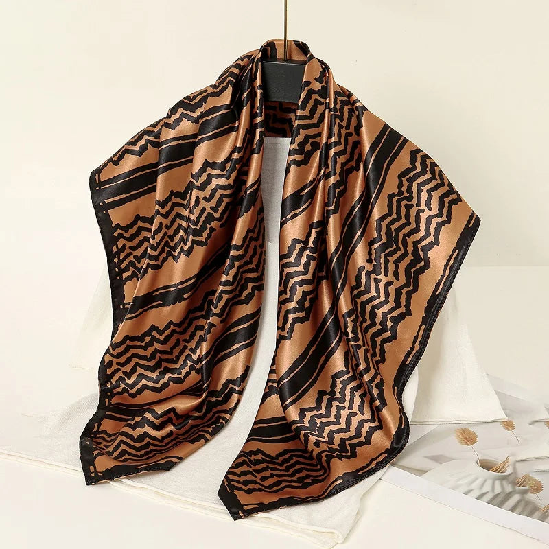 Luxe Satin Square Scarf – Elegant Digital Pal. Print