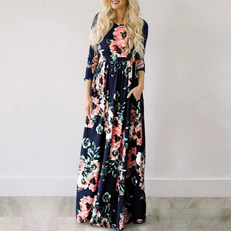 Madaba Spring Breeze: Pink Floral Maxi Dress