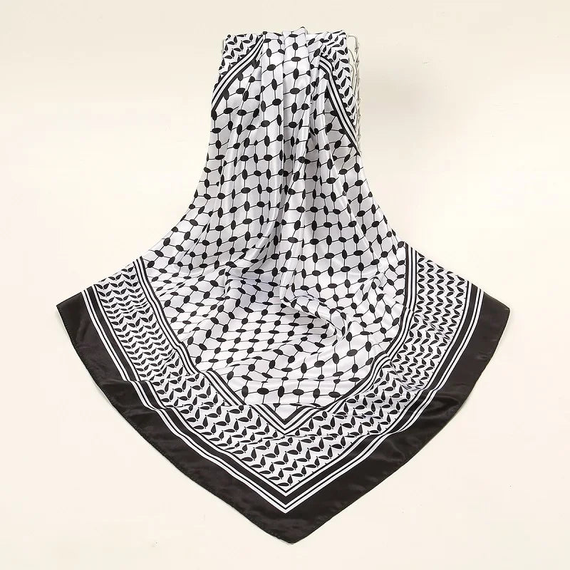 Luxe Satin Square Scarf – Elegant Digital Pal. Print