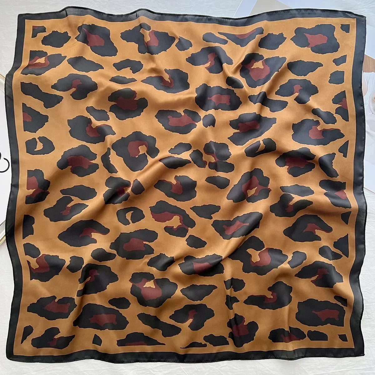 Luxury Silk Square Scarf – Elegant Printed Satin for Women