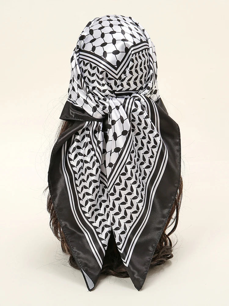 Luxe Satin Square Scarf – Elegant Digital Pal. Print