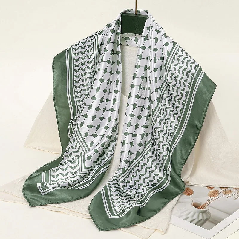 Luxe Satin Square Scarf – Elegant Digital Pal. Print