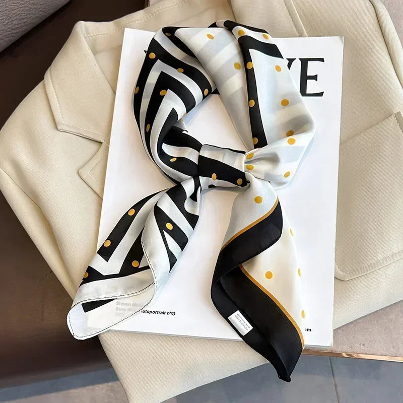 Luxury Silk Square Scarf – Elegant Printed Satin for Women