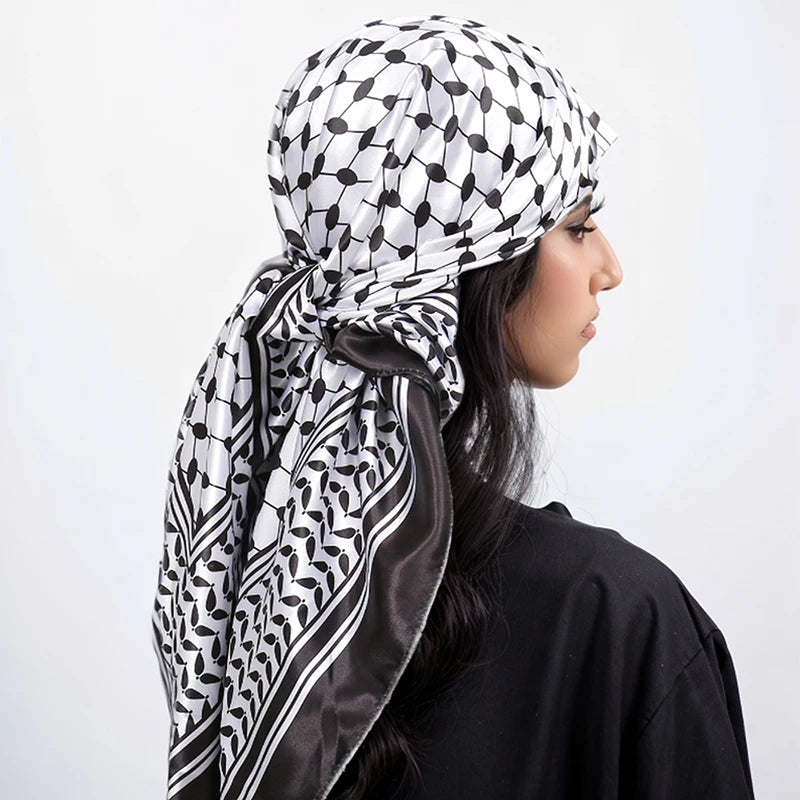Luxe Satin Square Scarf – Elegant Digital Pal. Print