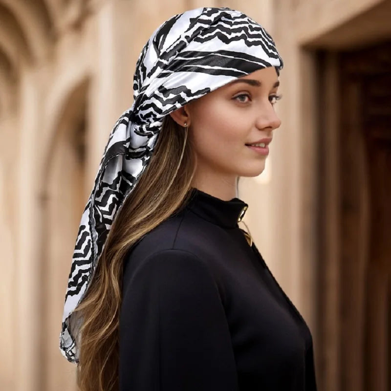 Luxe Satin Square Scarf – Elegant Digital Pal. Print