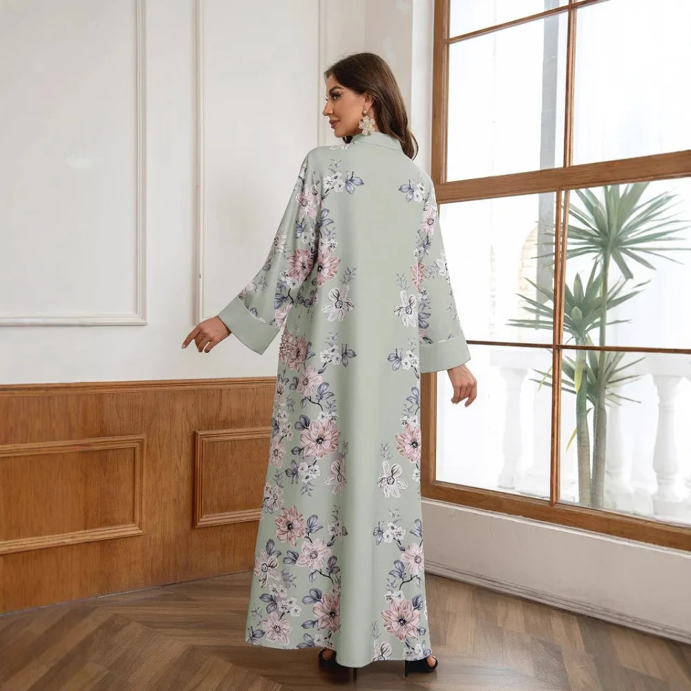 Loose Fit Floral Print Abaya – Spring/Summer Modest Dress