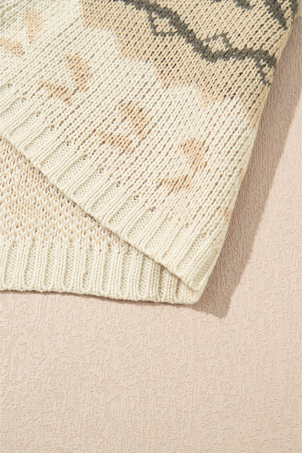 Khaki Marrakech Ribbed Knitted V Neck Sweater