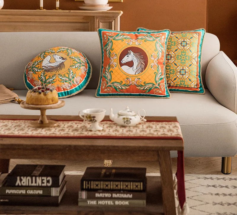Royal Arabesque: Equestrian Elegance Cushion Collection