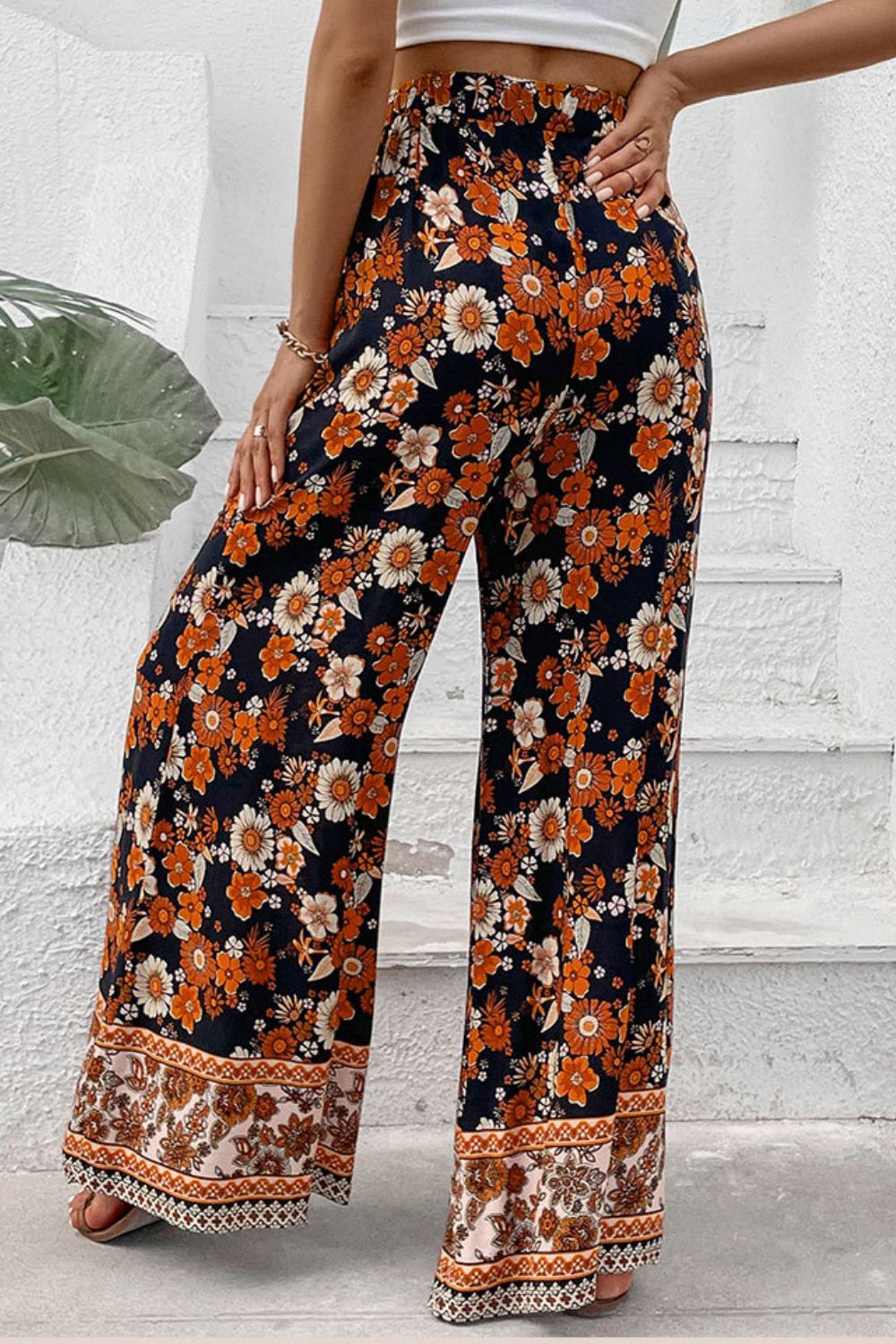 Basateen Horan - Floral Wide Leg Pants