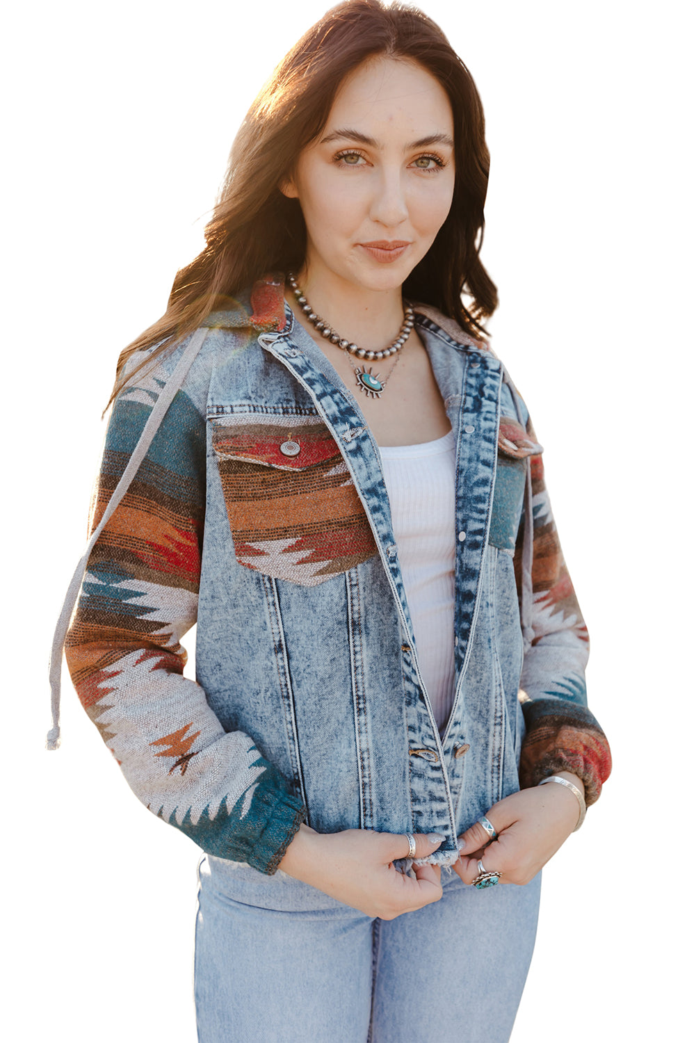 Sahara Sunset - Frayed Hem Denim Jacket