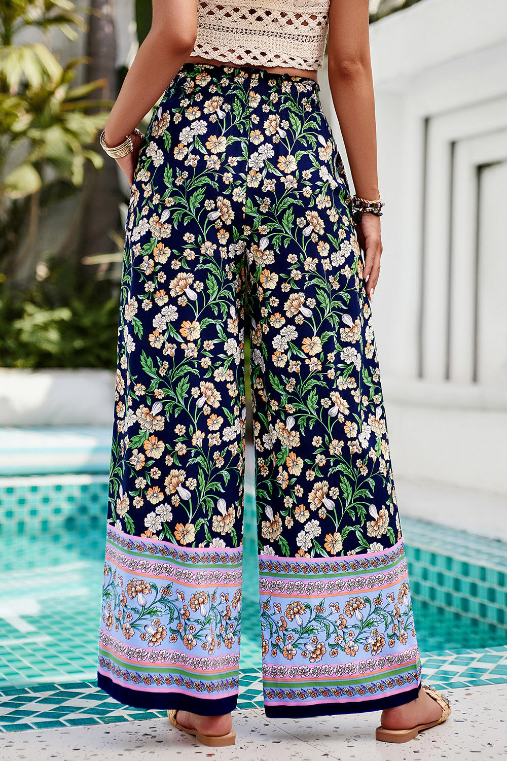 Shiraz Meadows - Printed High Waist Wide Leg Pants