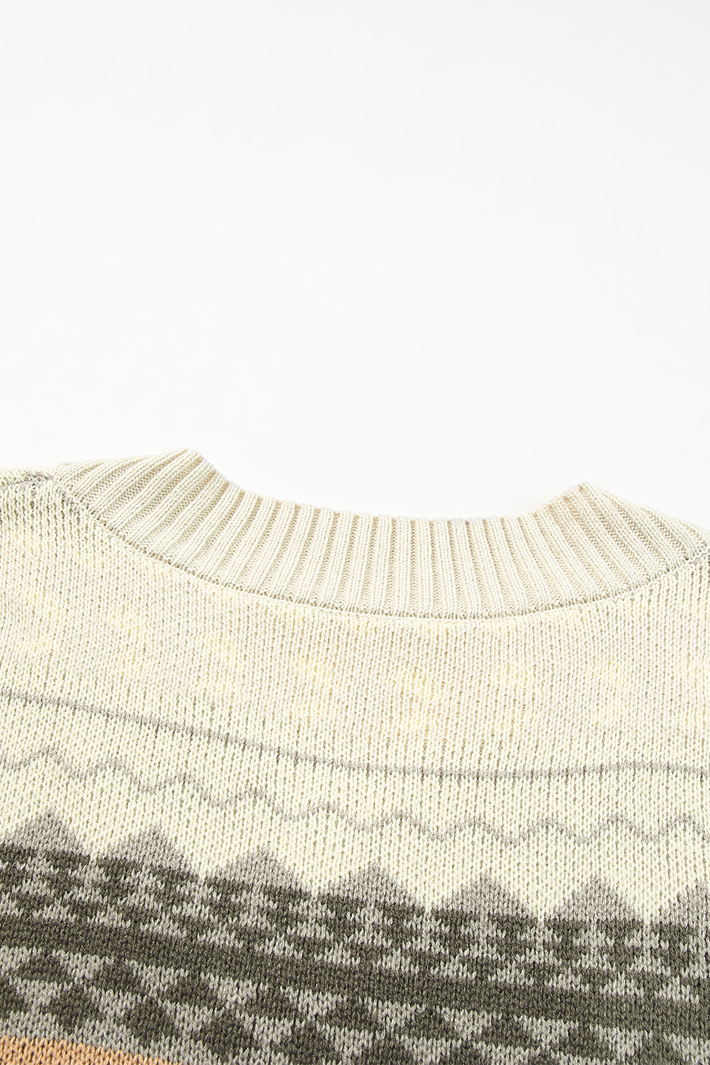 Khaki Marrakech Ribbed Knitted V Neck Sweater