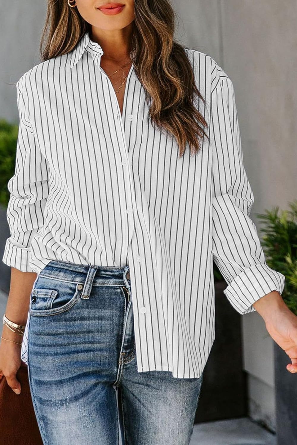 Amman dynamic | Striped Button Up Long Sleeve Shirt