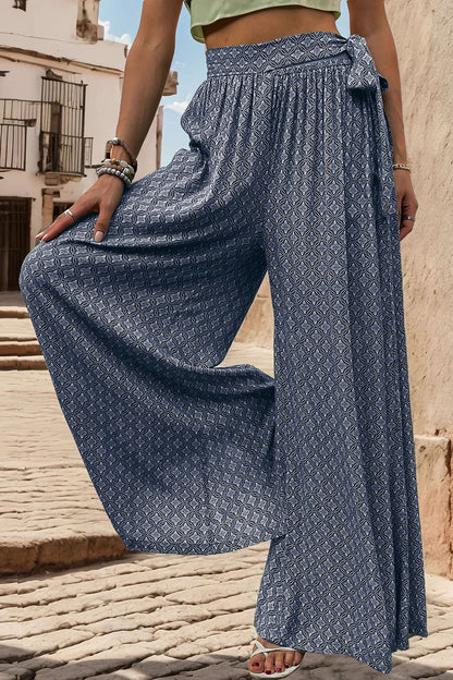 Marrakesh Mosaic - Printed Tied Wide Leg Pants