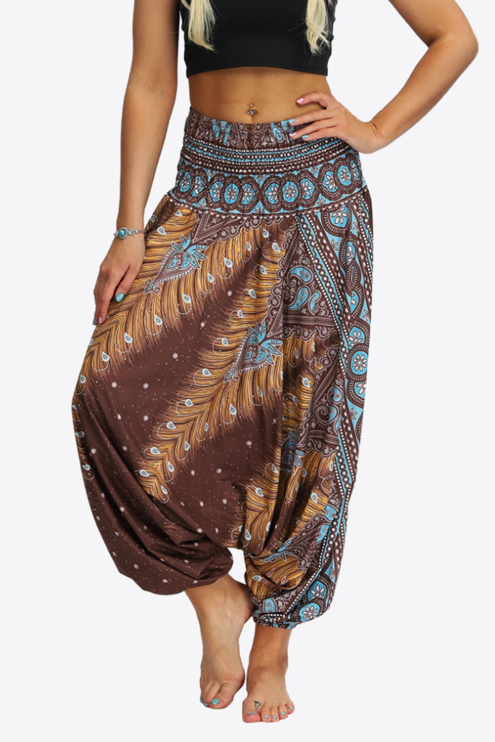 Umayyad Splendor - Printed Smocked Waist Harem Pants