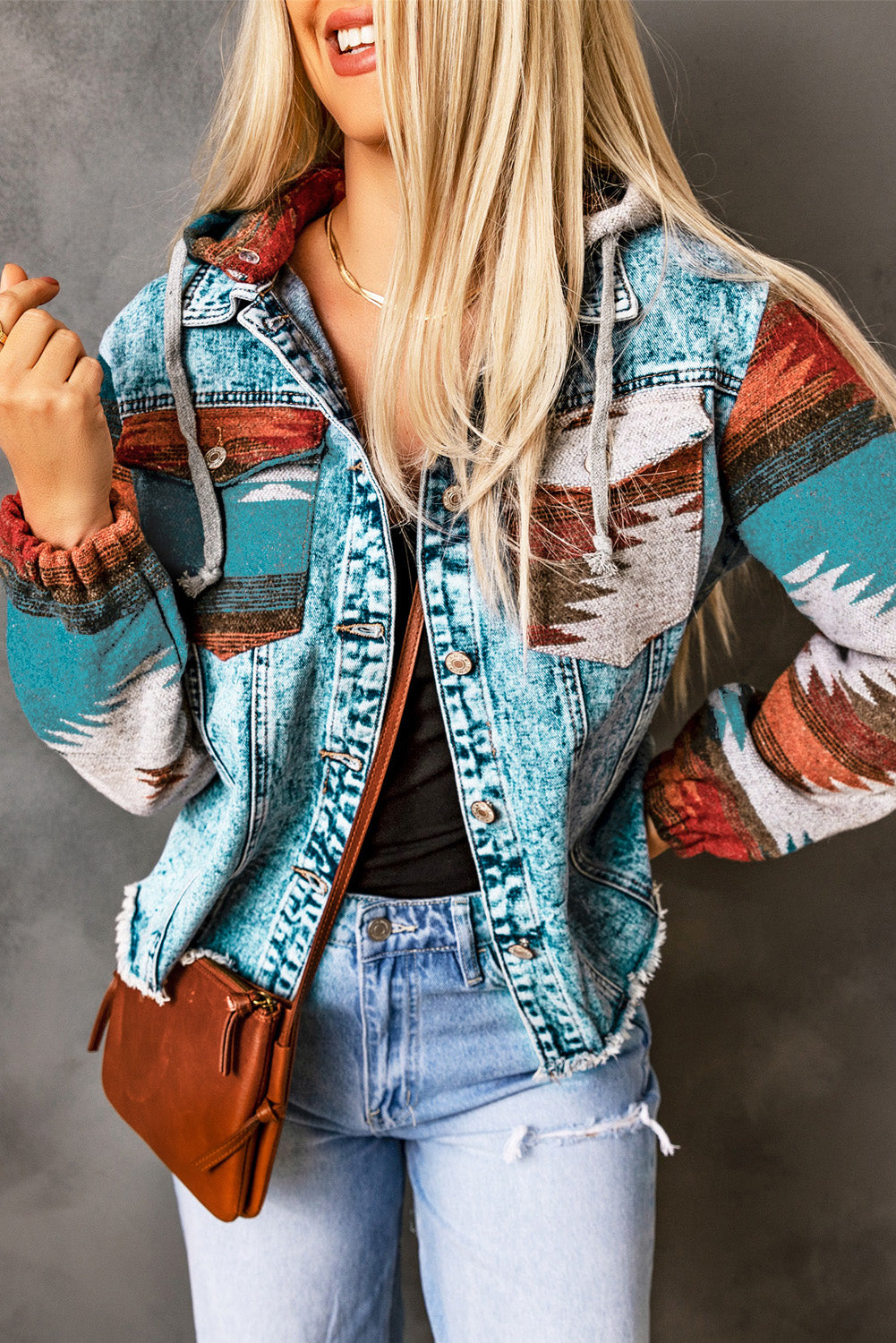 Sahara Sunset - Frayed Hem Denim Jacket