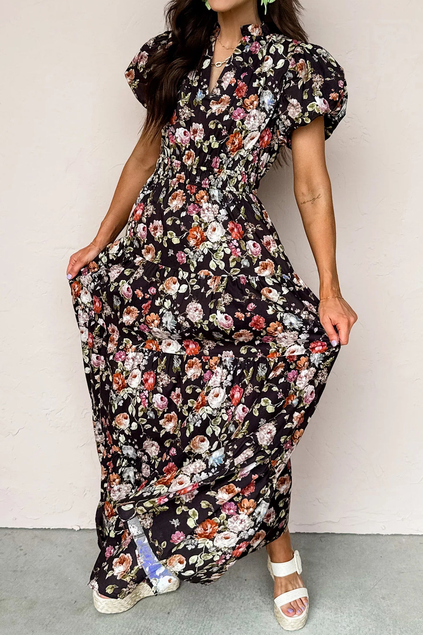 Damascus Bloom — Flowing Maxi Dress
