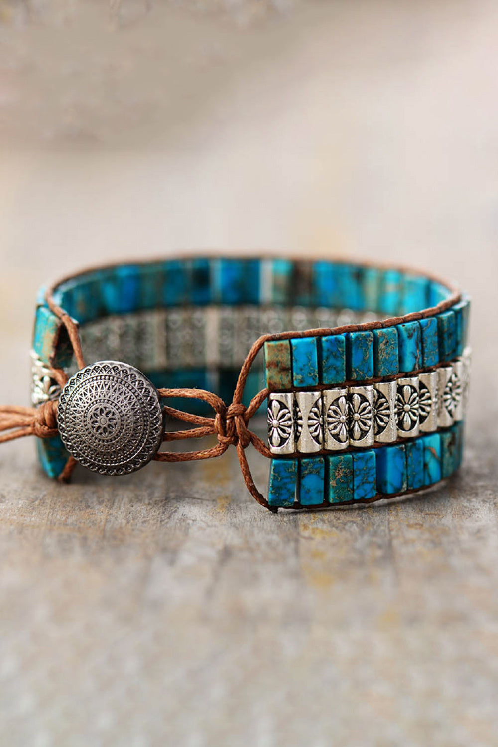 Aswan Mirage 2 -  Multicolor Natural Gem Leather Bracelet