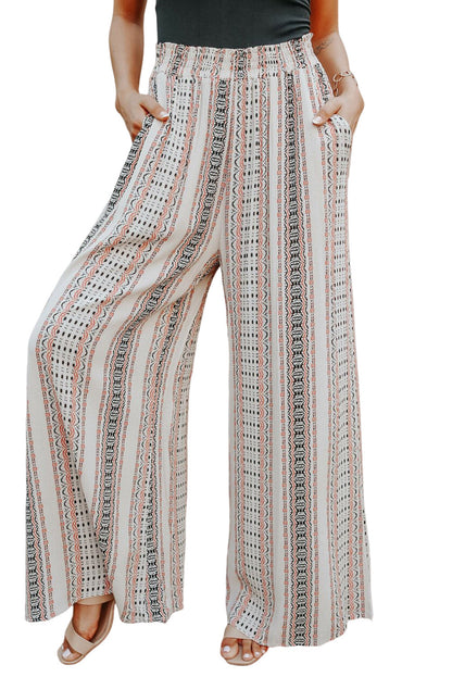 Byblos Breeze - Geometric Shirred Wide Leg Pants