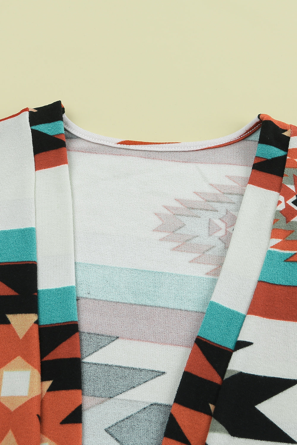 Marrakech Sky - Geometric Patchwork Open Front Knitted Cardigan