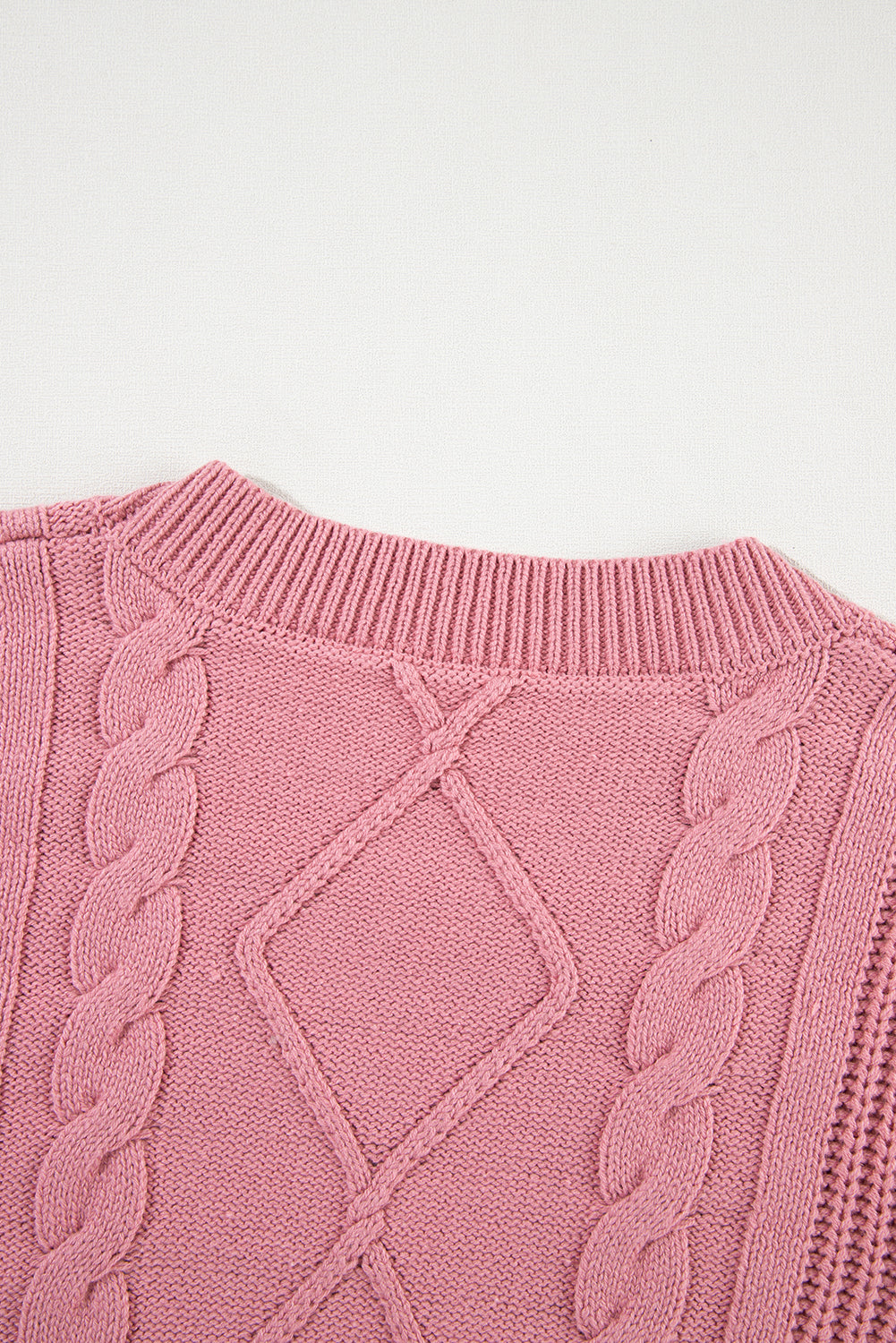 Pink Cable Knit Short Sleeve Sweater - Haifa Breeze