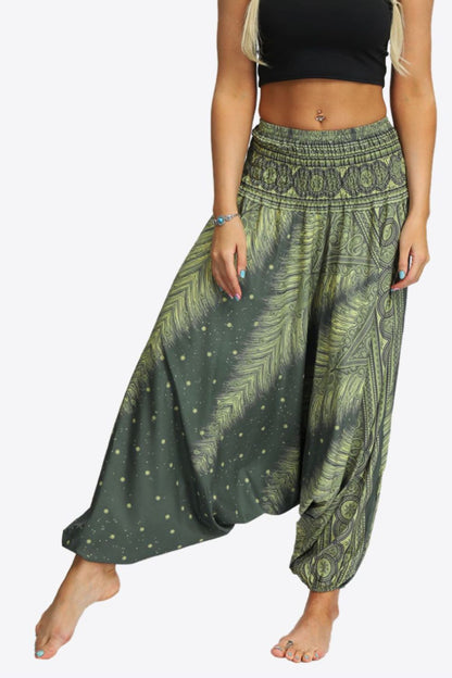 Umayyad Splendor - Printed Smocked Waist Harem Pants