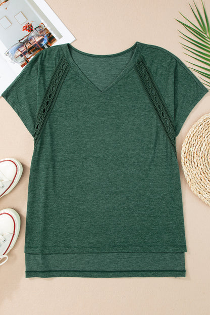 Olive Oasis - Crochet Lace Oversized Tee