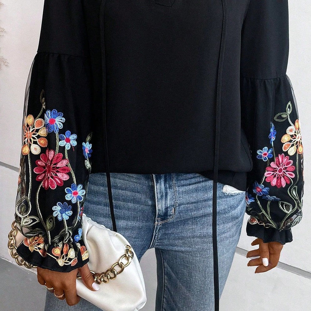 Cedar Bloom Flounce Sleeve Blouse