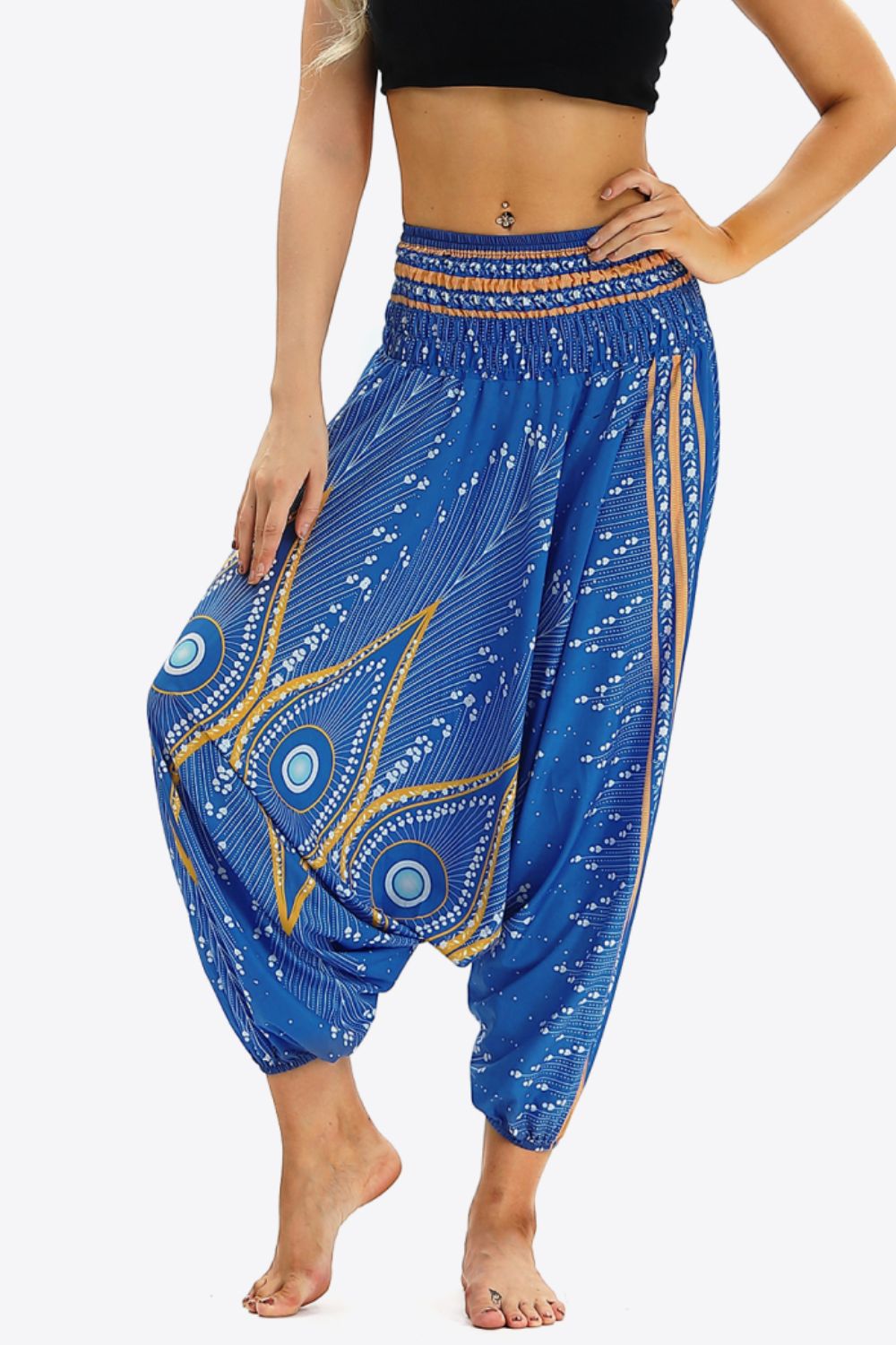 Umayyad Splendor - Printed Smocked Waist Harem Pants