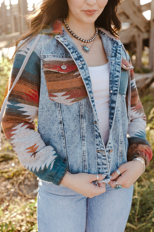 Sahara Sunset - Frayed Hem Denim Jacket