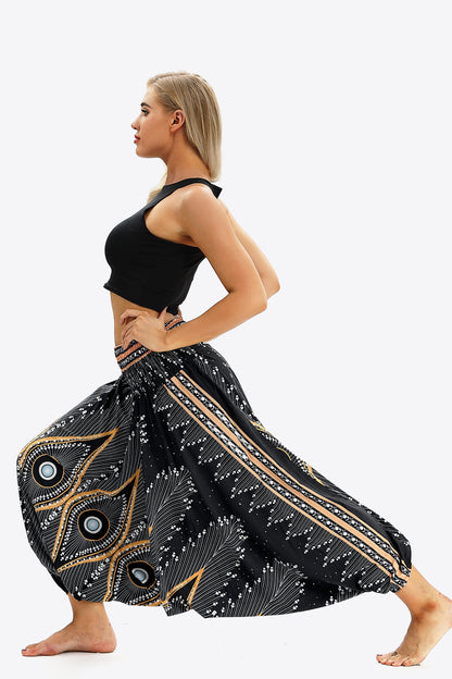 Umayyad Splendor - Printed Smocked Waist Harem Pants