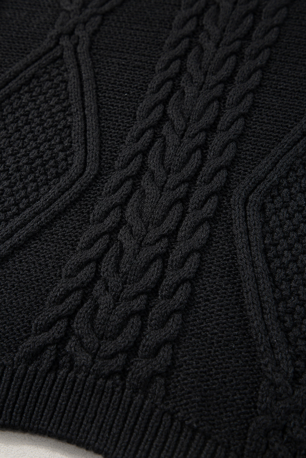 Midnight Marrakech | Cable Knit High Neck Sweater Vest - Black