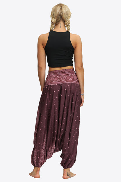 Umayyad Splendor - Printed Smocked Waist Harem Pants