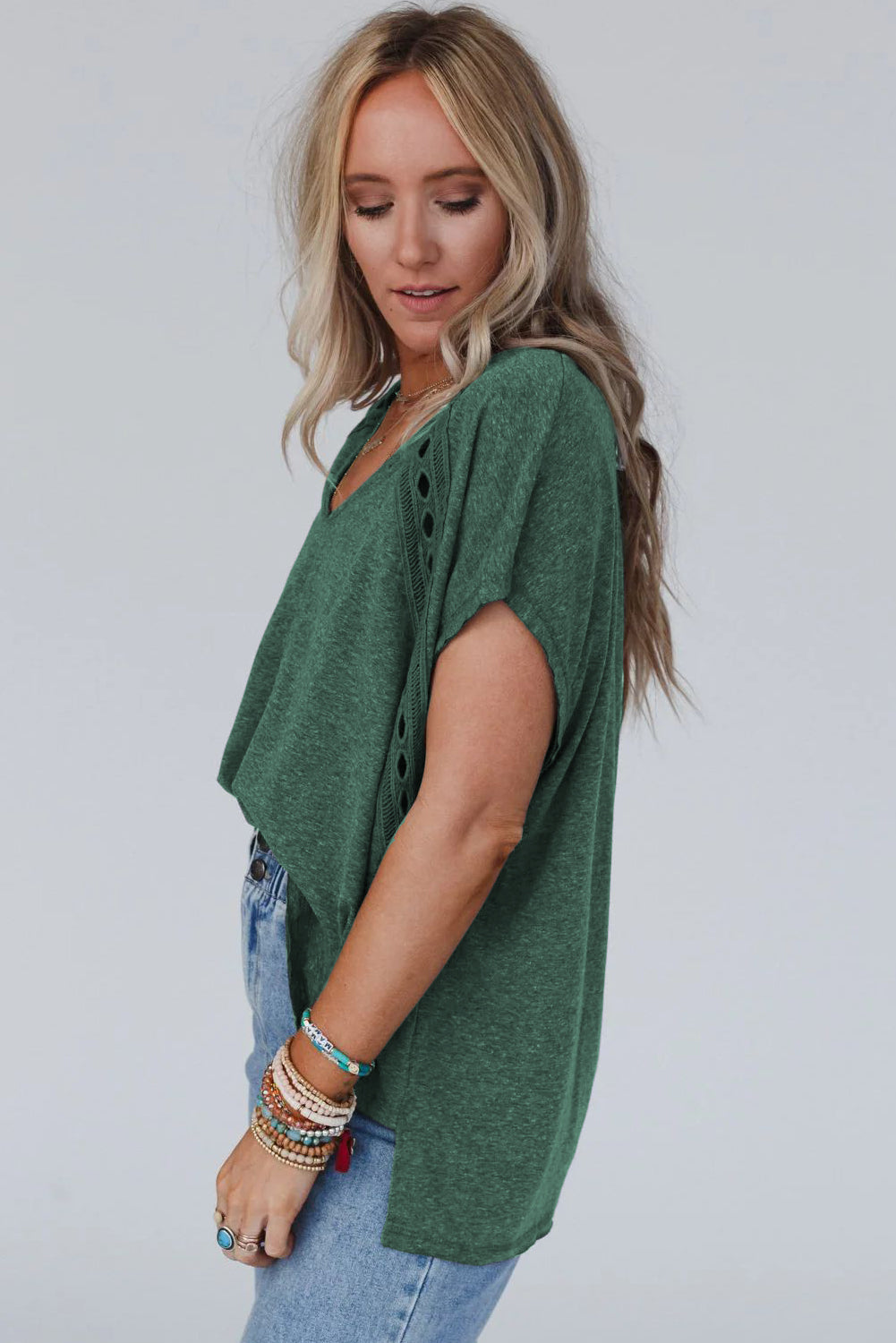 Olive Oasis - Crochet Lace Oversized Tee