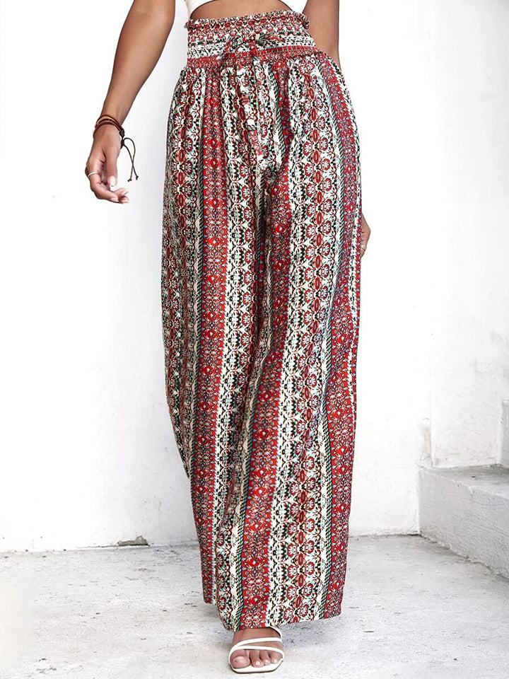 Ramtha Reverie - Printed Tie Waist Wide Leg Pants