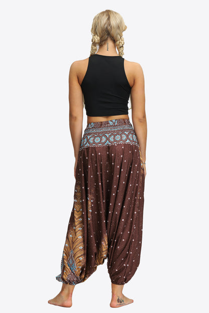 Umayyad Splendor - Printed Smocked Waist Harem Pants