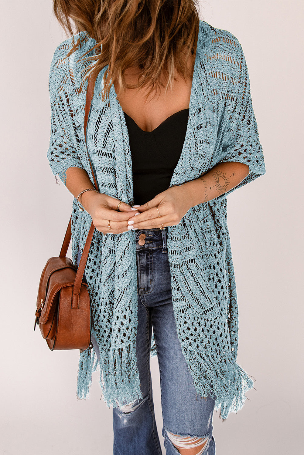 Cyrene Whispers - Open Front Cardigan with Fringes