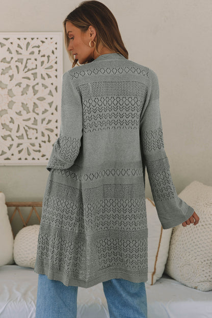 Jounieh Mist - Open Front Pointelle Knit Cardigan